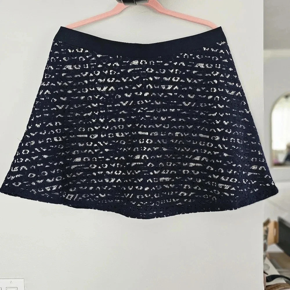 The Limited Navy Lace Overlay Skater Skirt Size 12 Lined